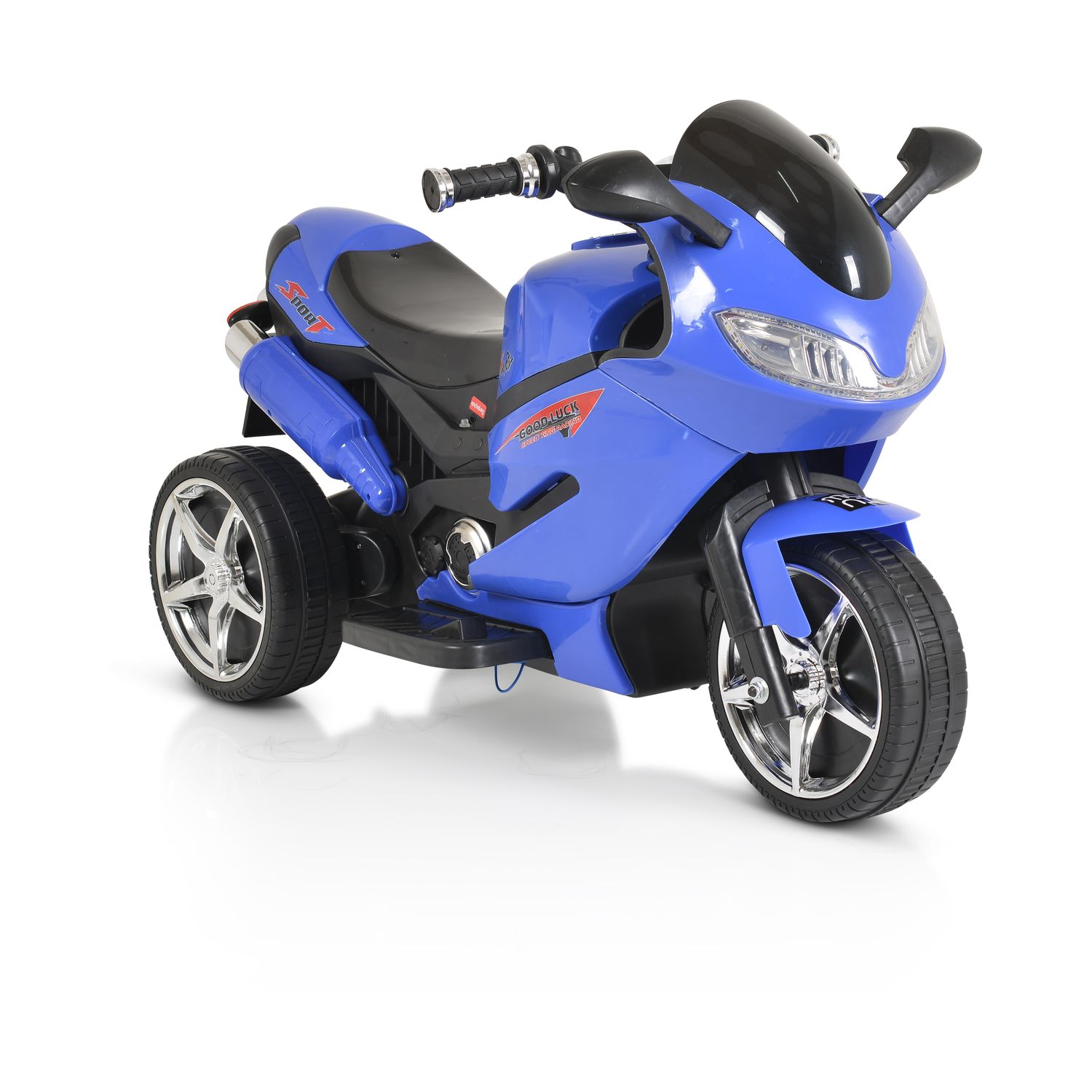 Moni Kinder Elektromotorrad Comet HZBB-1188 drei R&auml;der Musik, MP3, R&uuml;ckw&auml;rtsgang blau 