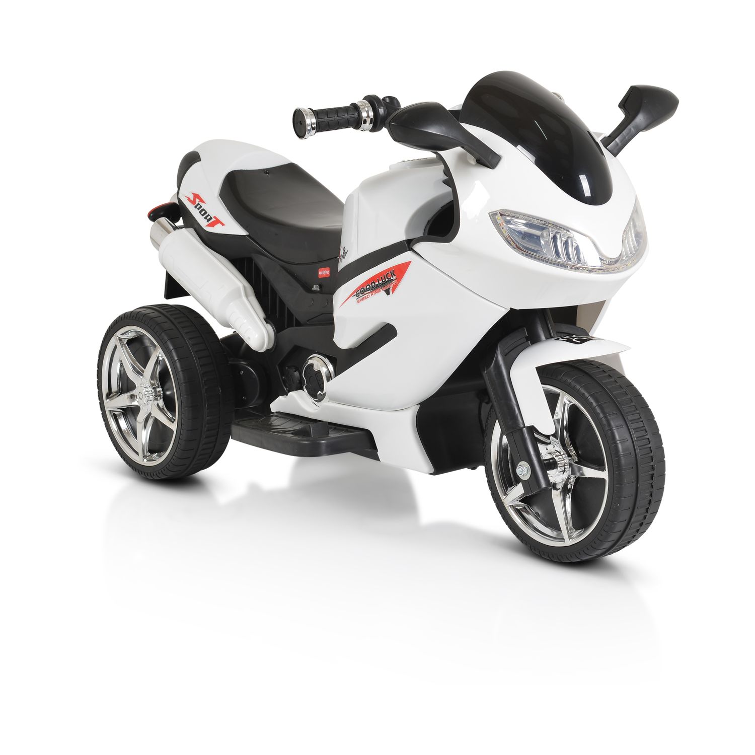 Moni Kinder Elektromotorrad Comet HZBB-1188 drei R&auml;der Musik, MP3, R&uuml;ckw&auml;rtsgang wei&szlig; 