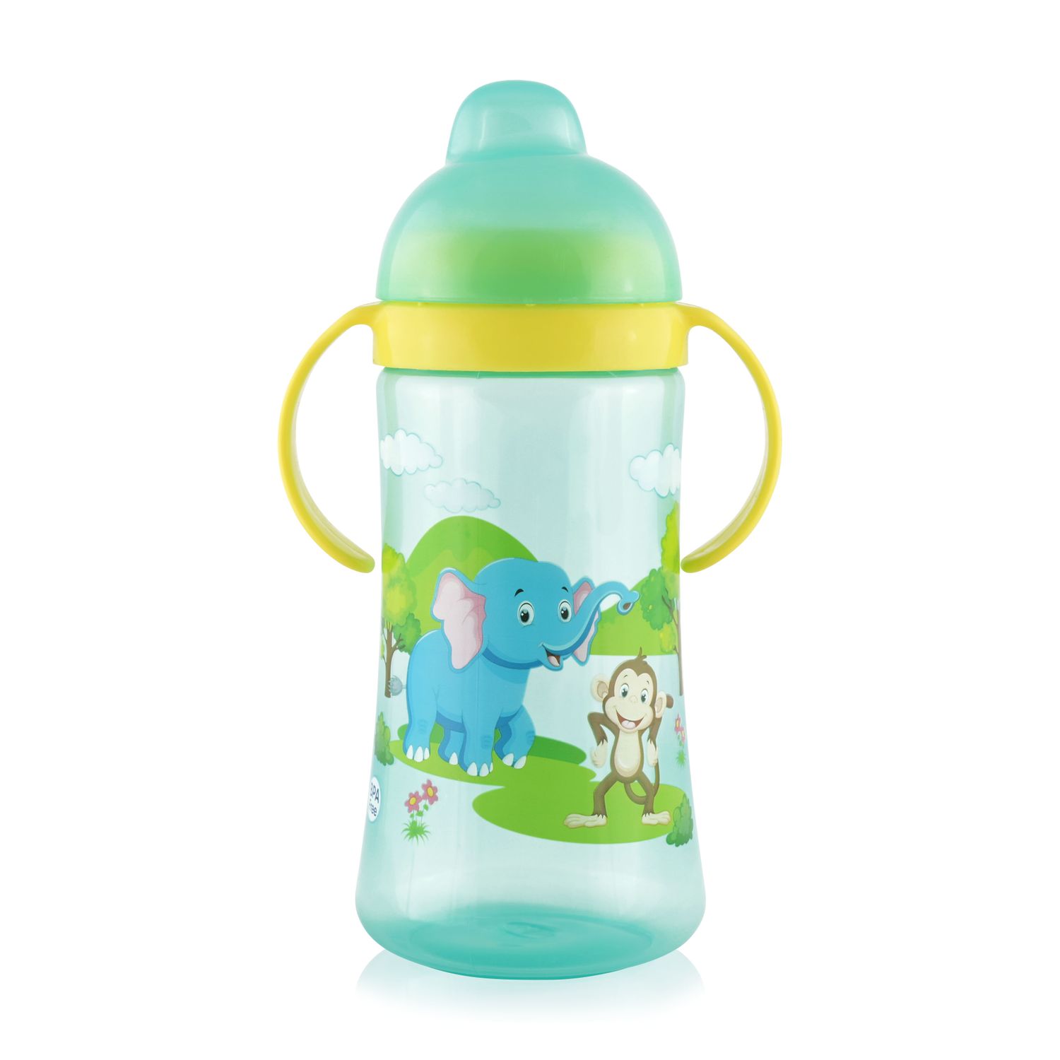 Baby Care Trinkflasche Sport Sipper 330 ml weiches Mundst&uuml;ck Haltegriffe Deckel gr&uuml;n 