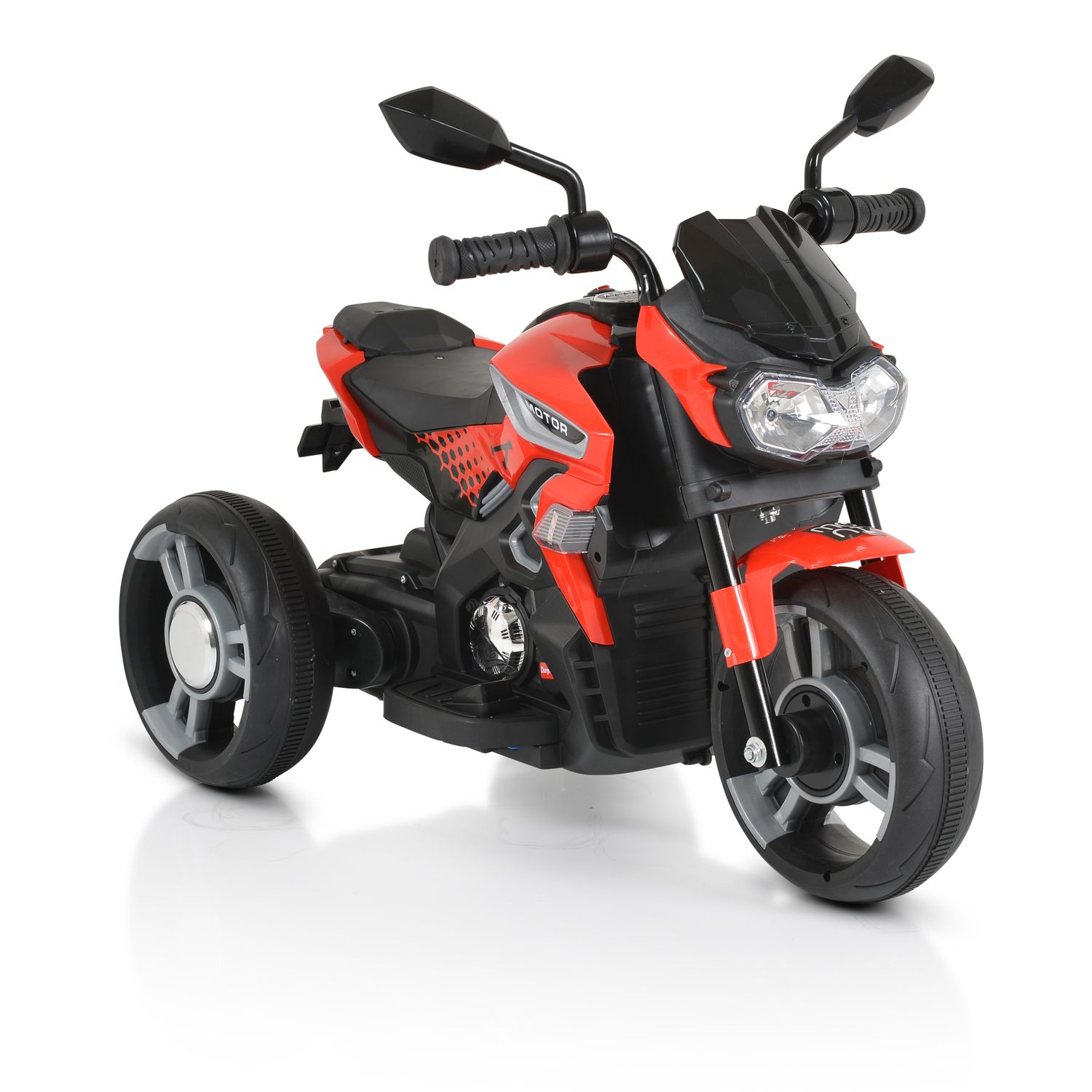 Moni Kinder Elektromotorrad Colombo Scheinwerfer, zwei Motoren, MP3, bis 7 km/h rot 