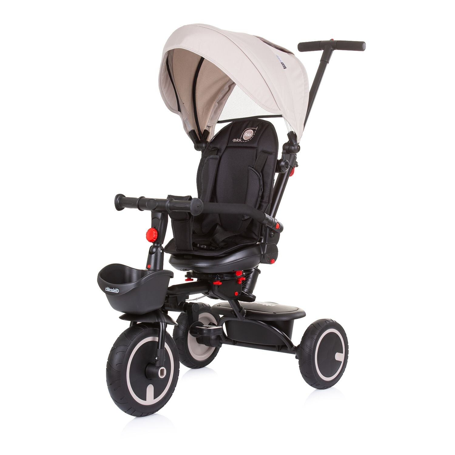 Dreirad Quick Fold 2 in 1 faltbar, Sitz umkehrbar, PU-Räder, bis  beige