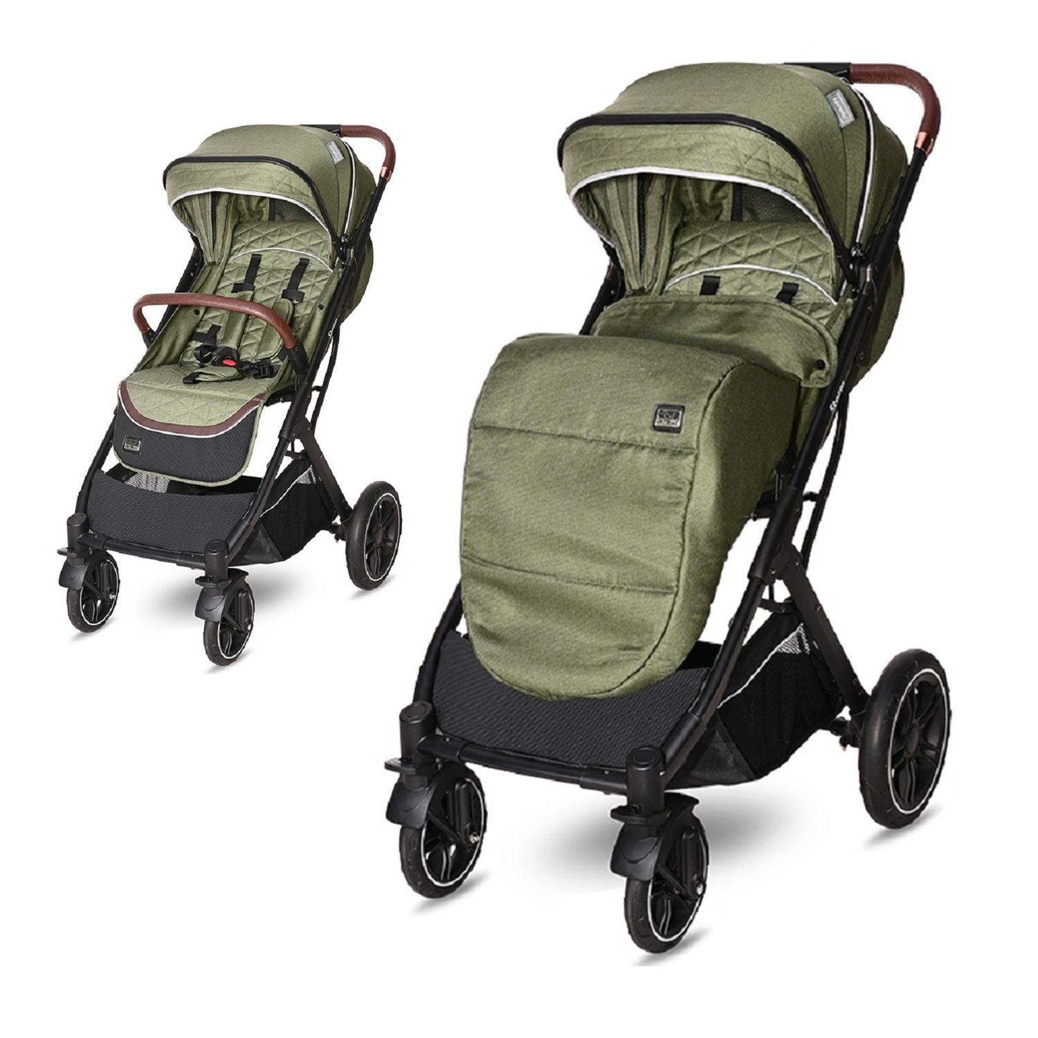 Lorelli Kinderwagen Storm Buggy, Fu&szlig;abdeckung, PU-R&auml;der, Sonnendach, verstellbar gr&uuml;n 