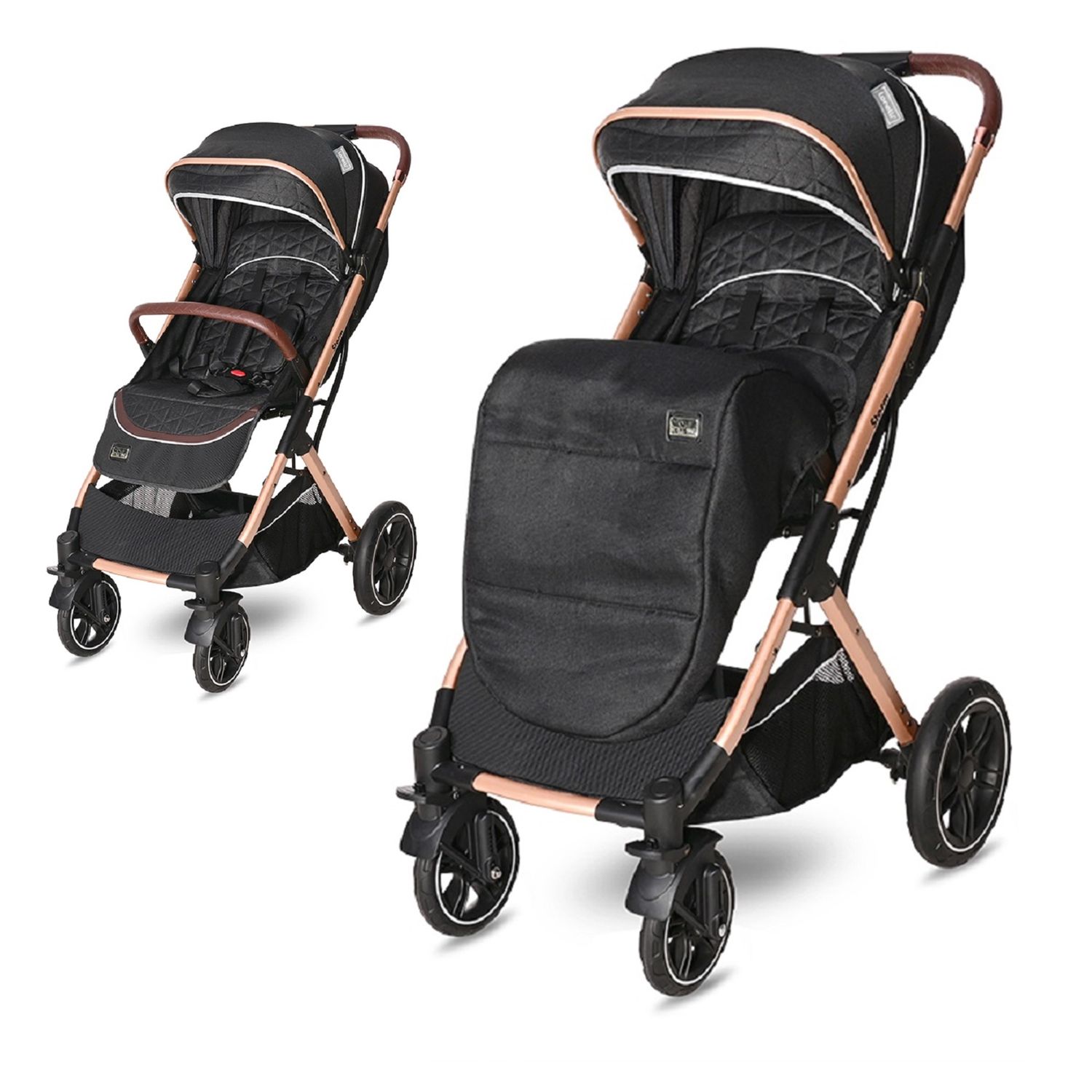 Lorelli Kinderwagen Storm Buggy, Fu&szlig;abdeckung, PU-R&auml;der, Sonnendach, verstellbar black 