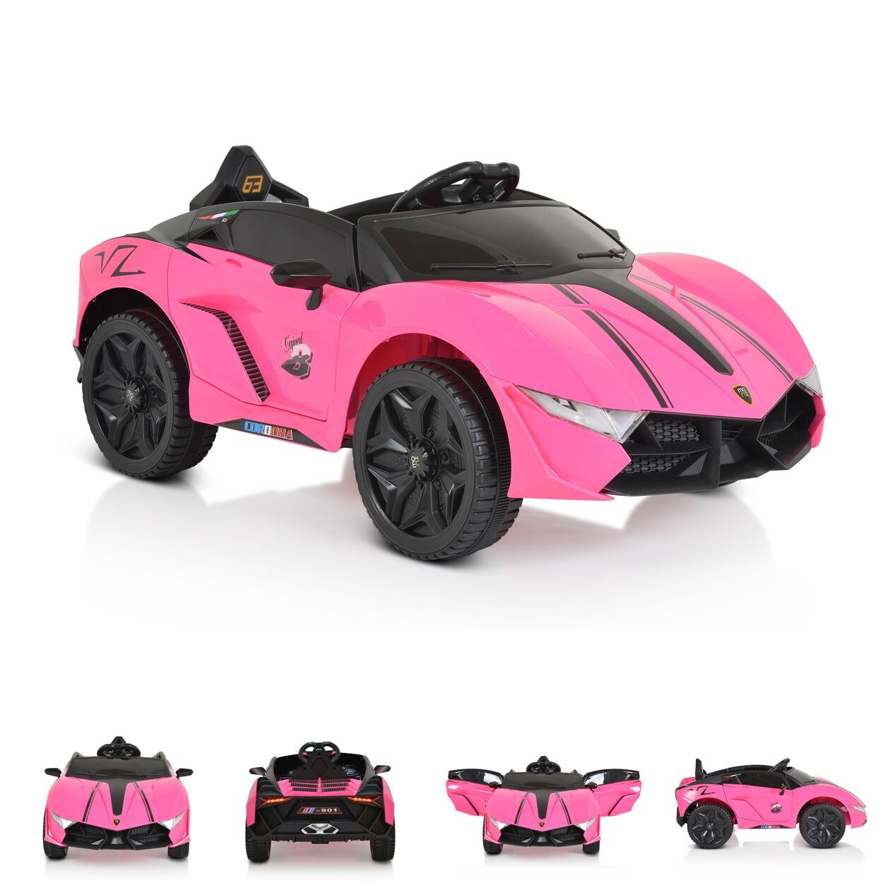 Kinder Elektroauto Cordoba, MP3-Anschluss, Fernbedienung, Gurt, Bluetooth pink