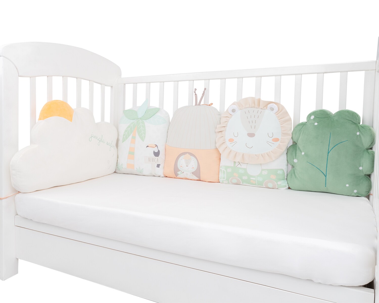 Kikkaboo Babykissen-Set 5-tlg. Pl&uuml;sch Jersey Einzelkissen Ma&szlig;e 35 x 30 x 7 cm gr&uuml;n 