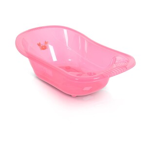 Moni Babybadewanne Omar 90 cm Transparent Wasserablauf Ablagefächer für Zubehör rosa 