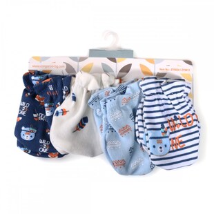 Cangaroo Babyhandschuhe Tibby 4er-Set Fäustlinge, 100% Baumwolle, ab Geburt blau 