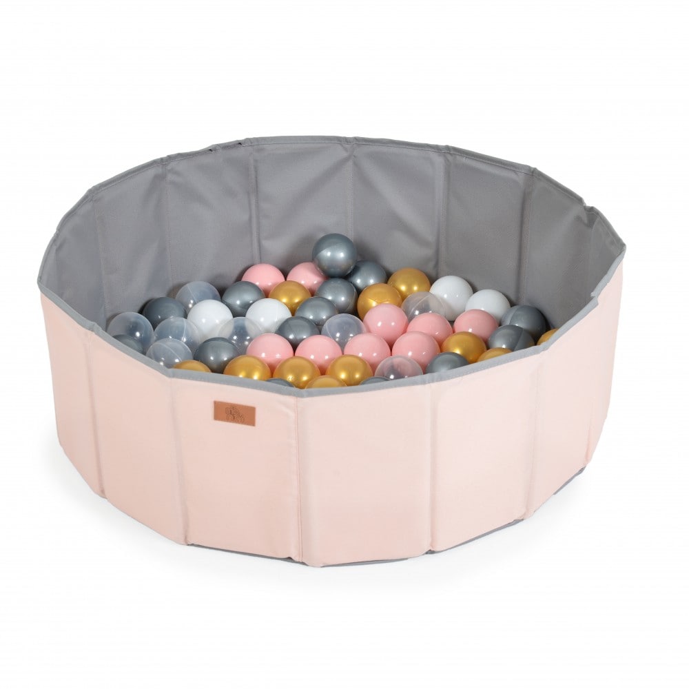 Moni B&auml;llebad faltbar mit 90 Spielb&auml;lle 7 cm Durchmesser, Schutzrand, Kinderpool rosa 