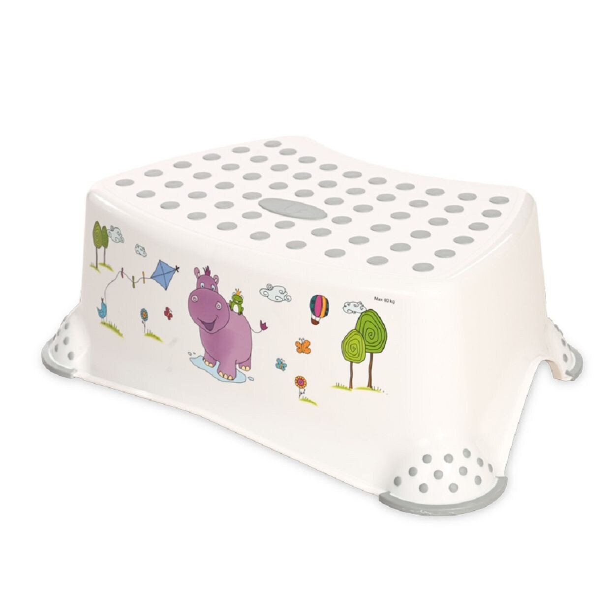 einstufiger Kinder Badhocker Hippo, Tritthocker rutschfest, Gummi-Noppen