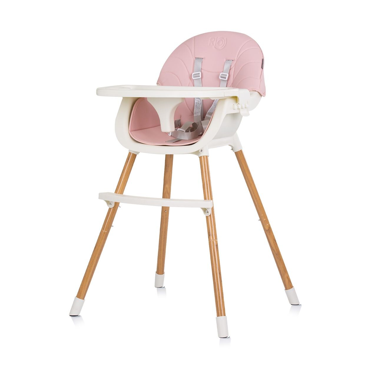 Chipolino Kinderhochstuhl Rio 2 in 1, Kinderstuhl rutschfeste Beine 5-Punkt-Gurt rosa