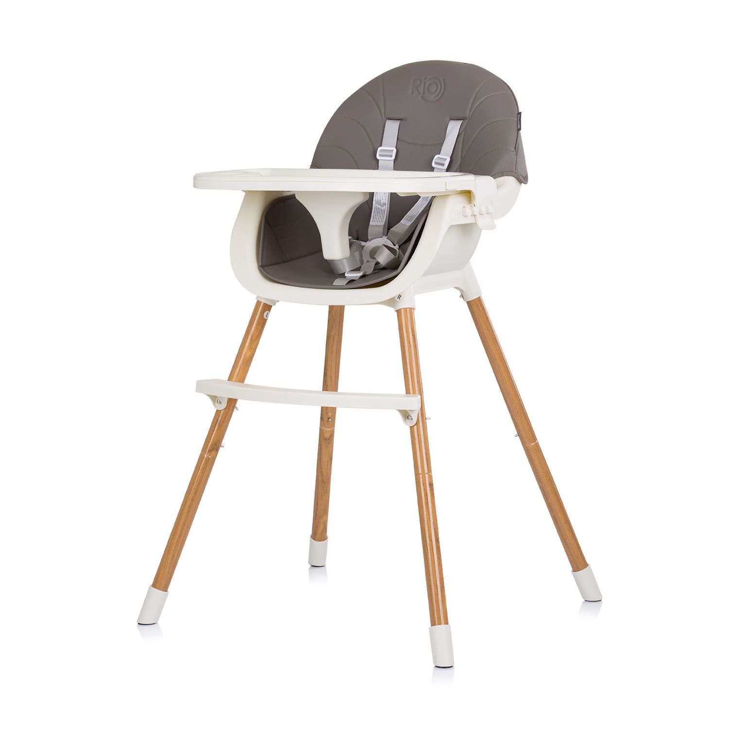 Chipolino Kinderhochstuhl Rio 2 in 1, Kinderstuhl rutschfeste Beine 5-Punkt-Gurt dunkelgrau 