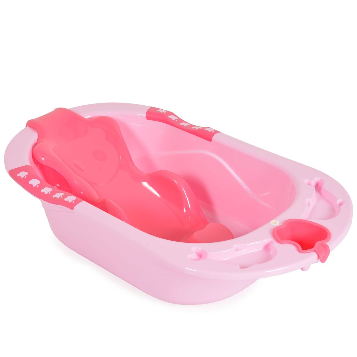 Babybadewanne Larissa 89 cm, herausnehmbarer Badesitz, Wasserablauf rosa