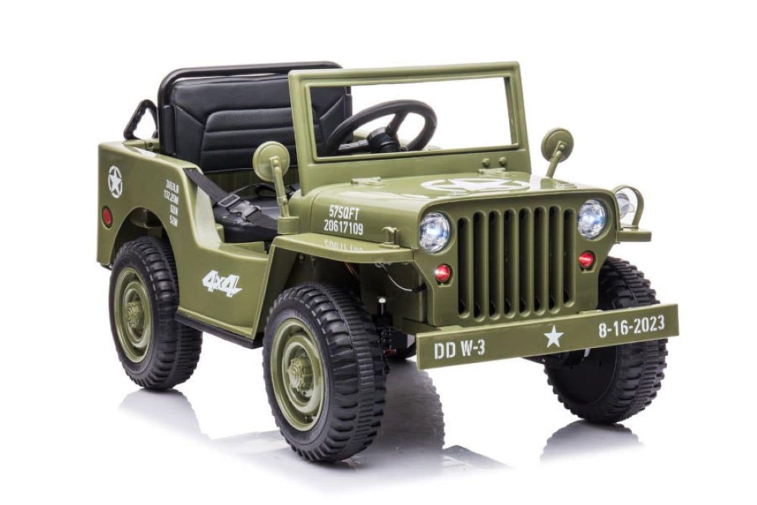 ES-Toys Kinder Elektrofahrzeug Offroad Milit&auml;r, Allradantrieb, EVA-Reifen, MP3 gr&uuml;n 