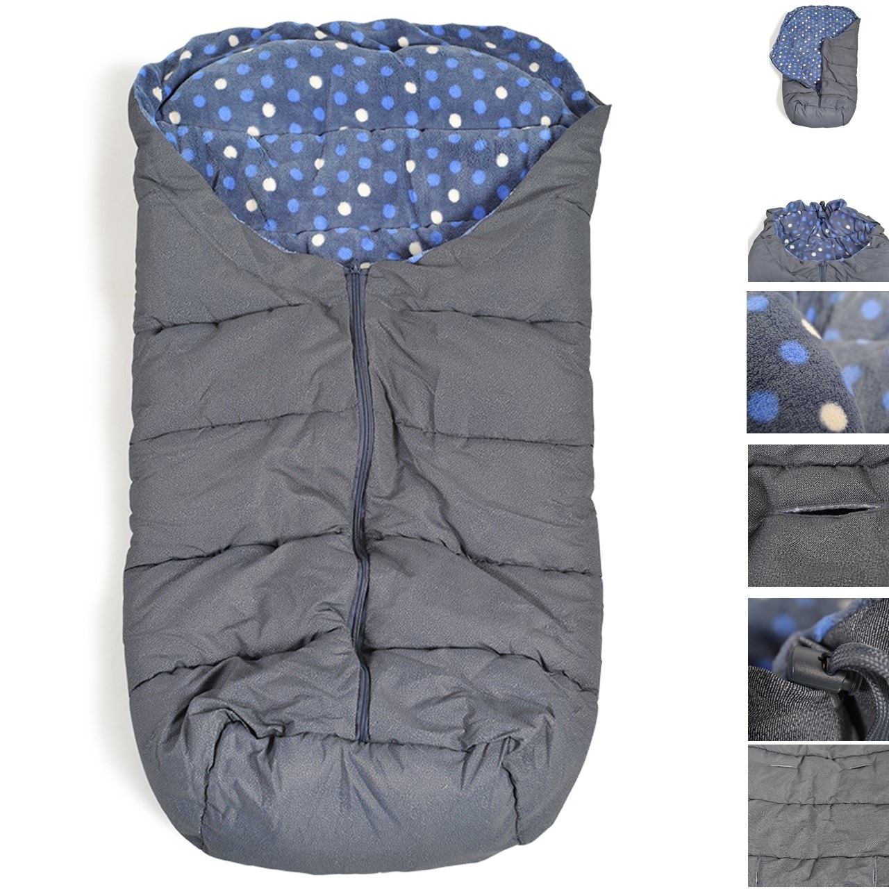 Cangaroo Fu&szlig;sack Cuddle, f&uuml;r Kinderwagen Thermofleece wasserdicht Rei&szlig;verschluss dunkelblau 