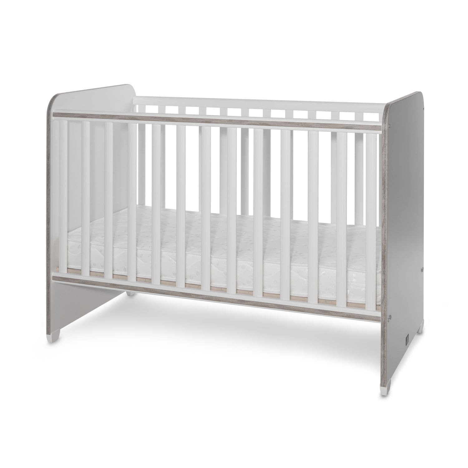 Lorelli Babybett Sweet Dream 124 x 68 x 95 cm Unterbettrahmen mit zwei Ebenen wei&szlig; grau 