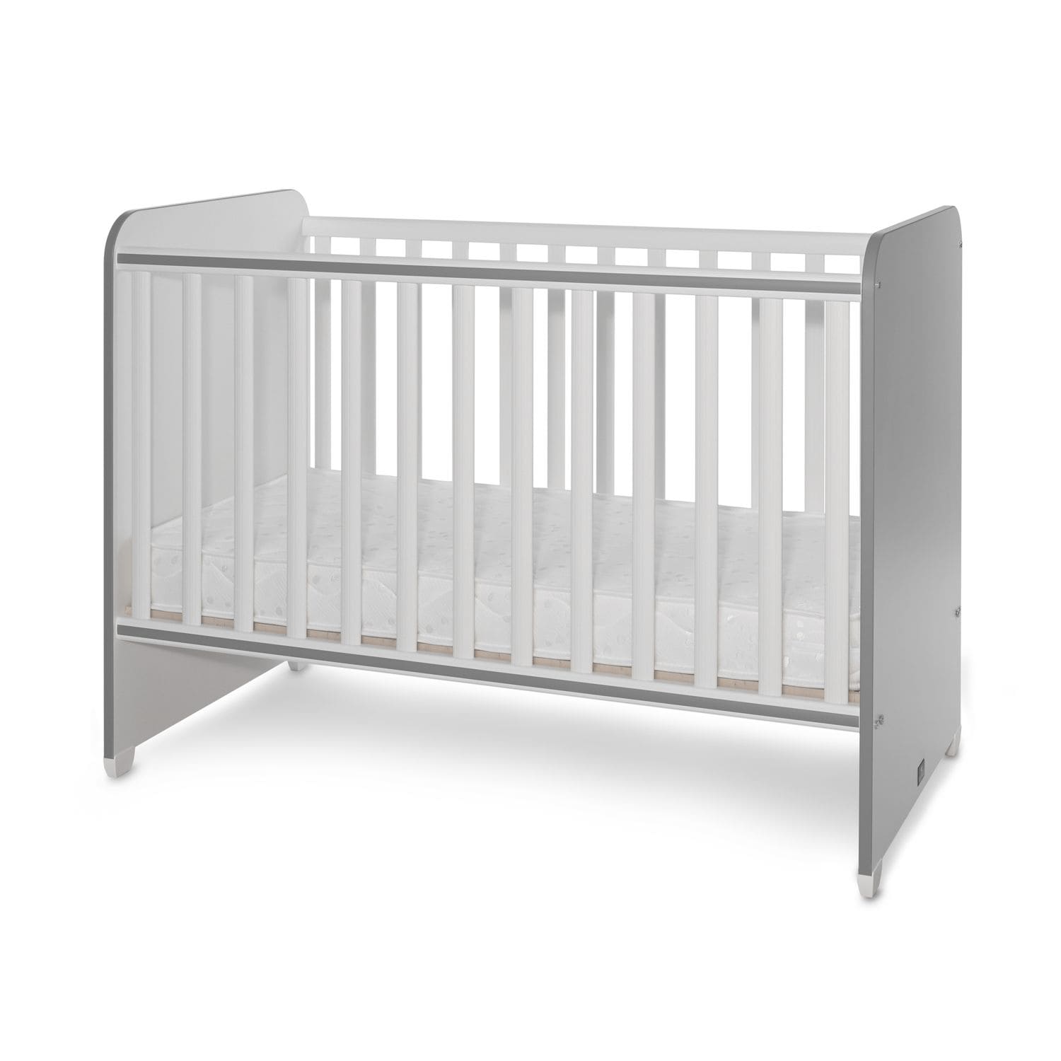 Lorelli Babybett Sweet Dream 124 x 68 x 95 cm Unterbettrahmen mit zwei Ebenen wei&szlig; dunkelgrau 