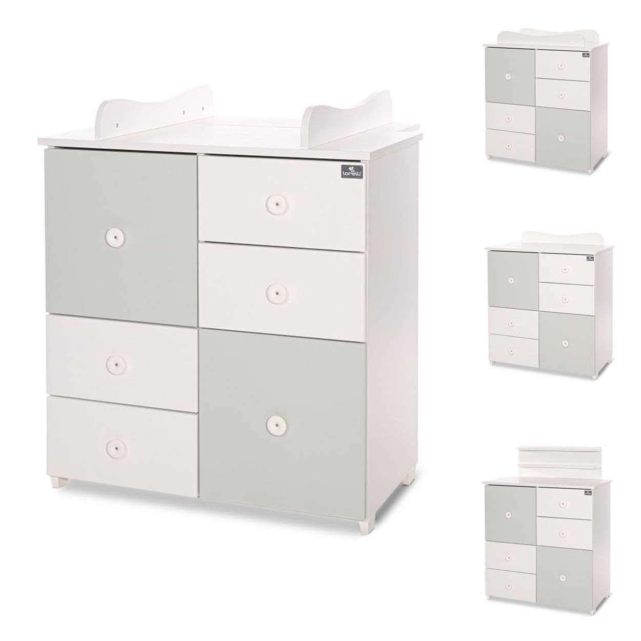 Lorelli Kommode Cupboard 83 x 71 x 96 cm, 4 Schubladen, 2 T&uuml;ren mit Regalboden gr&uuml;n 