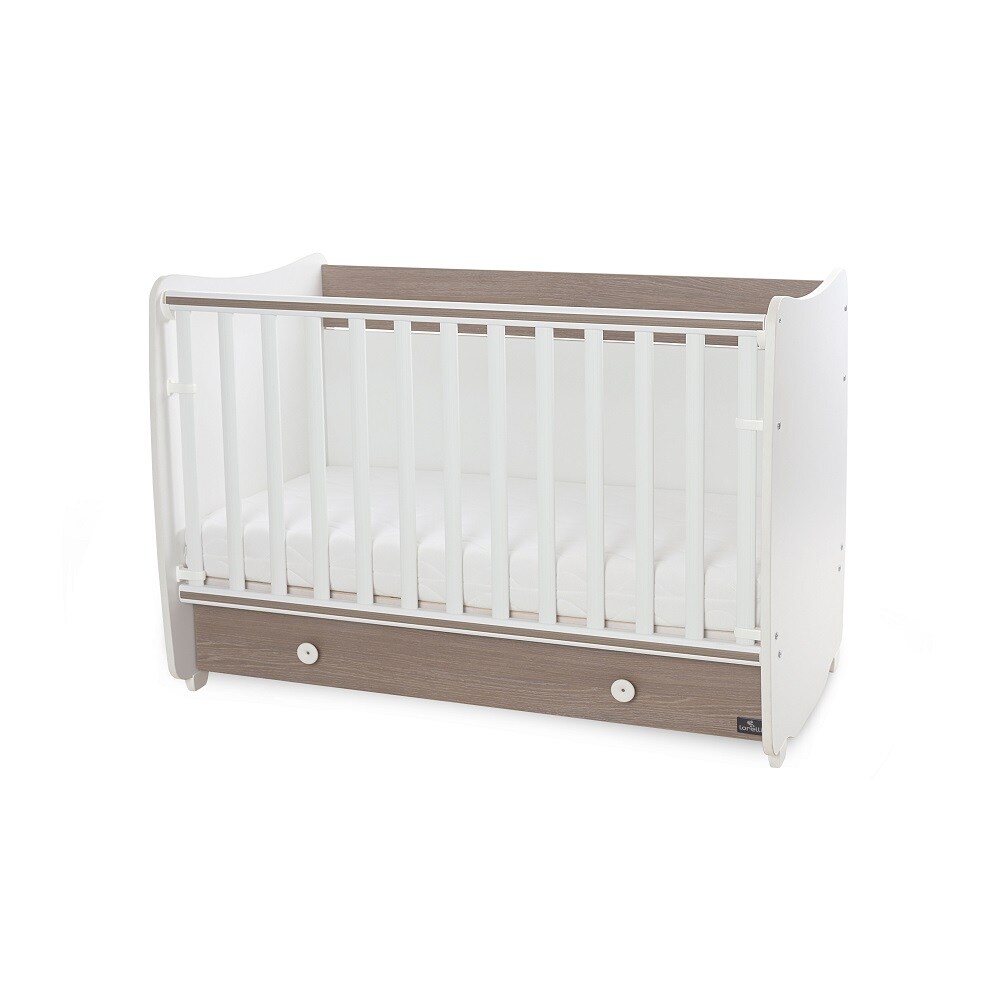 Lorelli Babybett Dream 60 x 120 cm umbaubar Schreibtisch Kinderbett Schaukelbett braun wei&szlig; 
