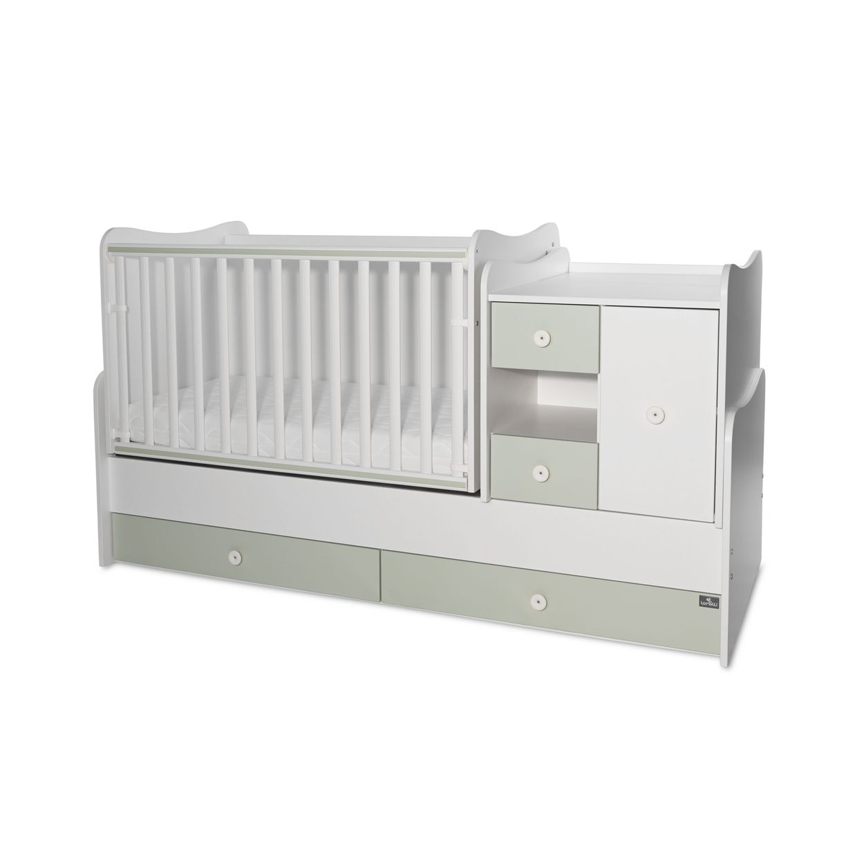 Lorelli Babybett, Jugendbett 3 in 1 Mini Max umbaubar, f&uuml;r 2 Kinder gleichzeitig gr&uuml;n 