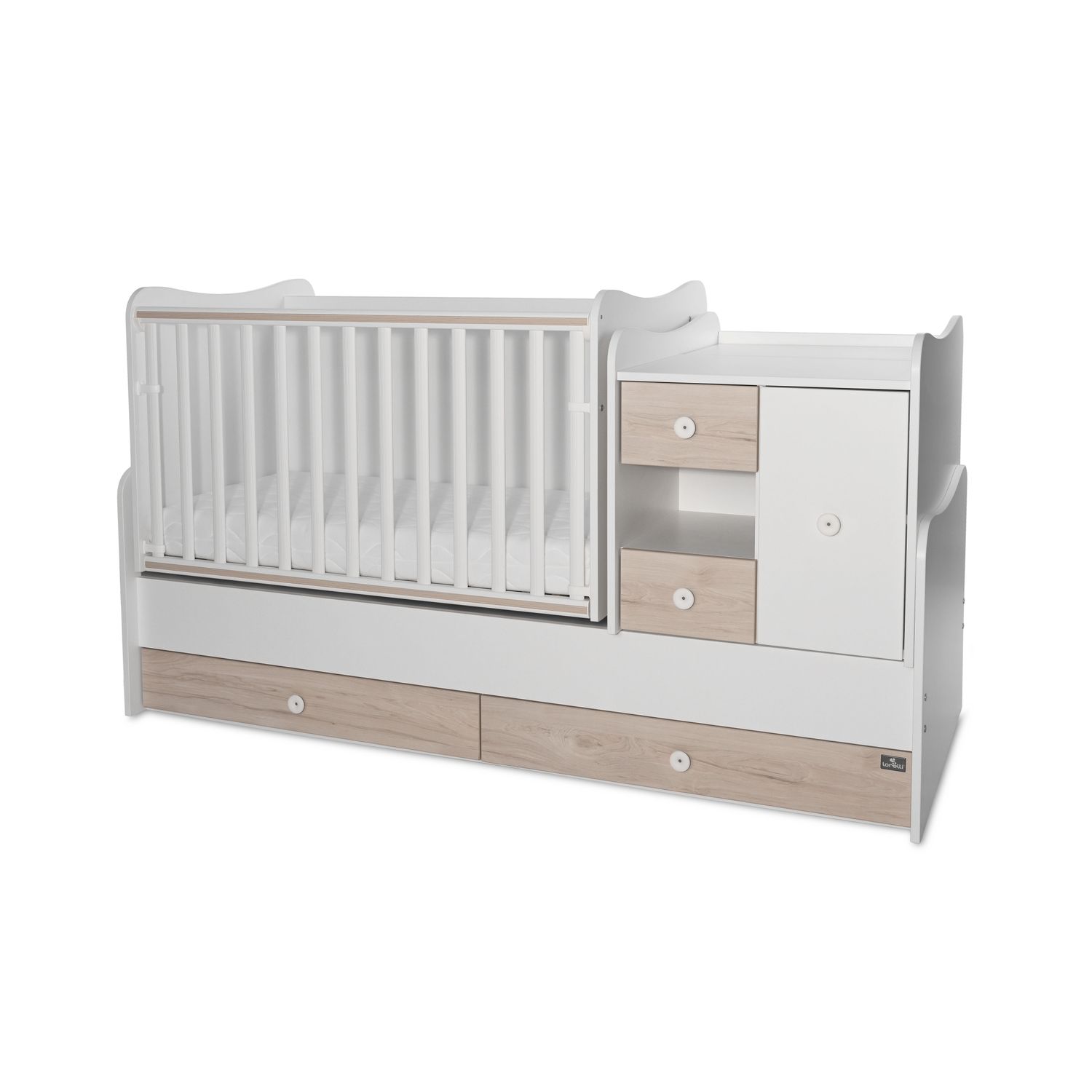 Lorelli Babybett, Jugendbett 3 in 1 Mini Max umbaubar, f&uuml;r 2 Kinder gleichzeitig grau wei&szlig; 