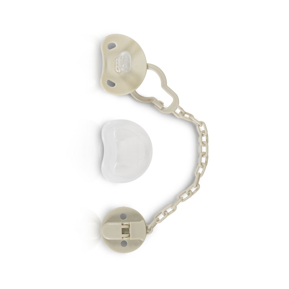 Cangaroo Schnuller, Schnullerkette Star, Schutzdeckel, Schnullerband, ab Geburt grau 