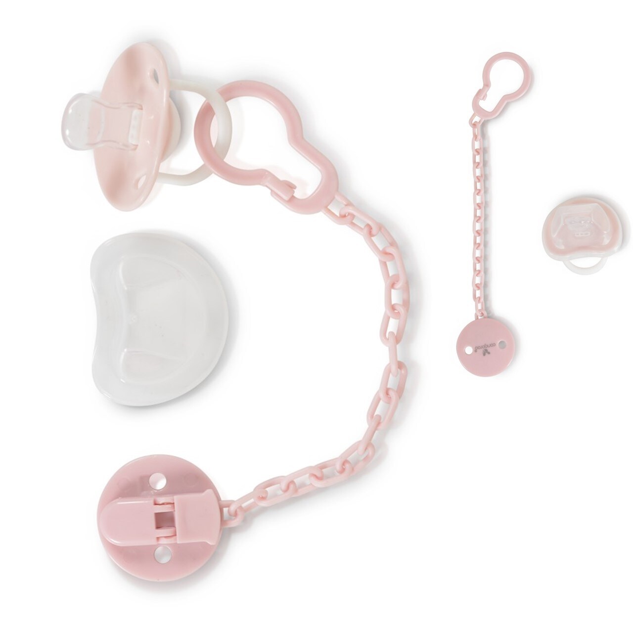 Cangaroo Schnuller, Schnullerkette Star, Schutzdeckel, Schnullerband, ab Geburt rosa 