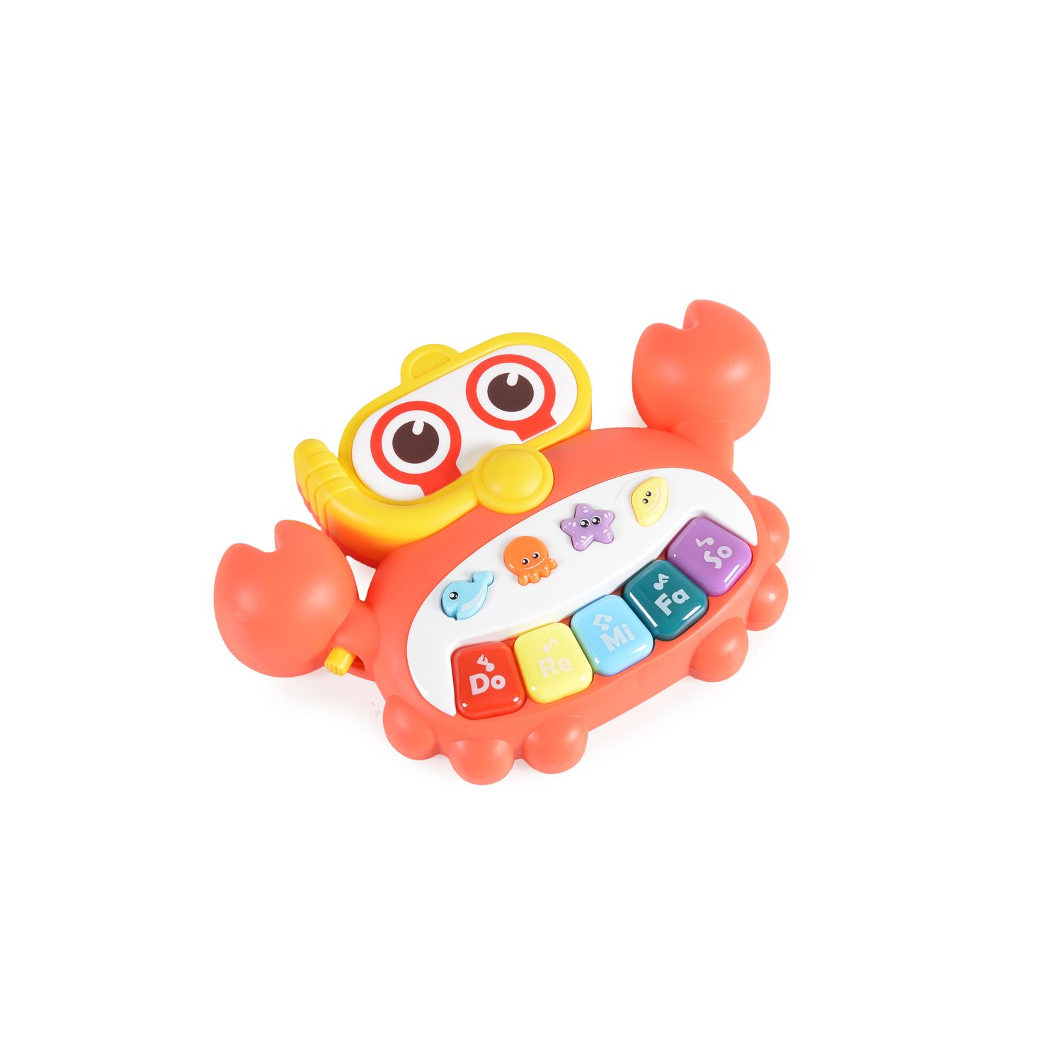 Moni Musikspielzeug Krabbe HE0535 Melodien, Tasten, Licht, Babyklavier, Tiere rot 