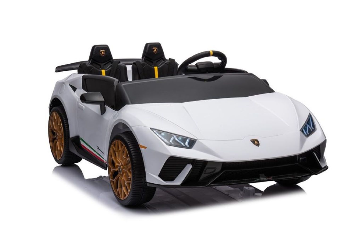 ES-Toys Kinder Elektroauto Lamborghini Huracan Spider Zweisitzer, EVA-Reifen wei&szlig; 