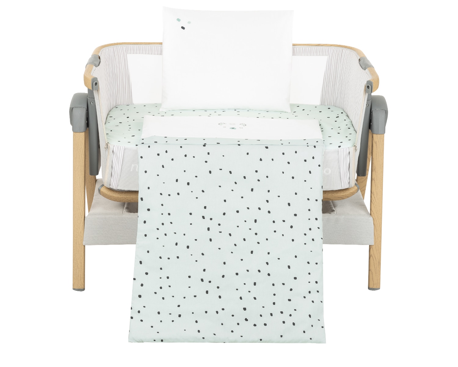 Kikkaboo Babybettw&auml;sche Set Bear with me 3-teilig Decke 85 x 55 Kissen 45 x 35 gr&uuml;n 