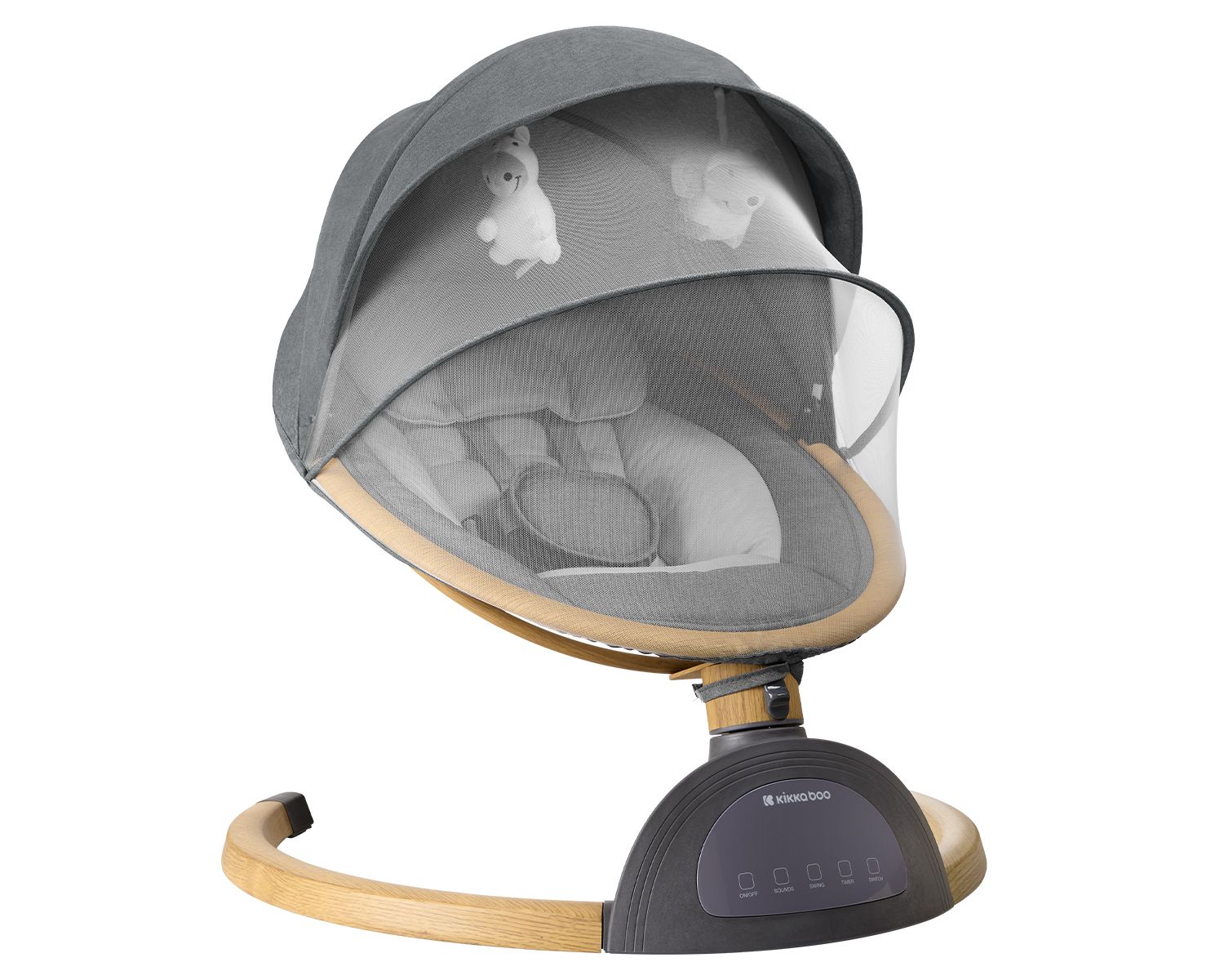 Kikkaboo Babywippe Ashlee elektrisch Schaukelfunktion Moskitonetz Fernbedienung hellgrau 