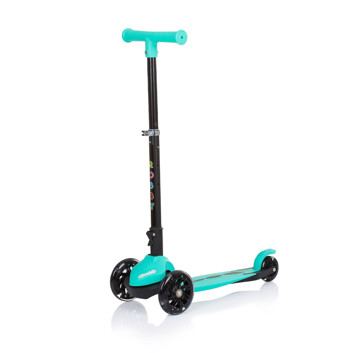 Chipolino Kinderroller Robby 3 LED-R&auml;der Lenker h&ouml;henverstellbar klappbar Bremse t&uuml;rkis 