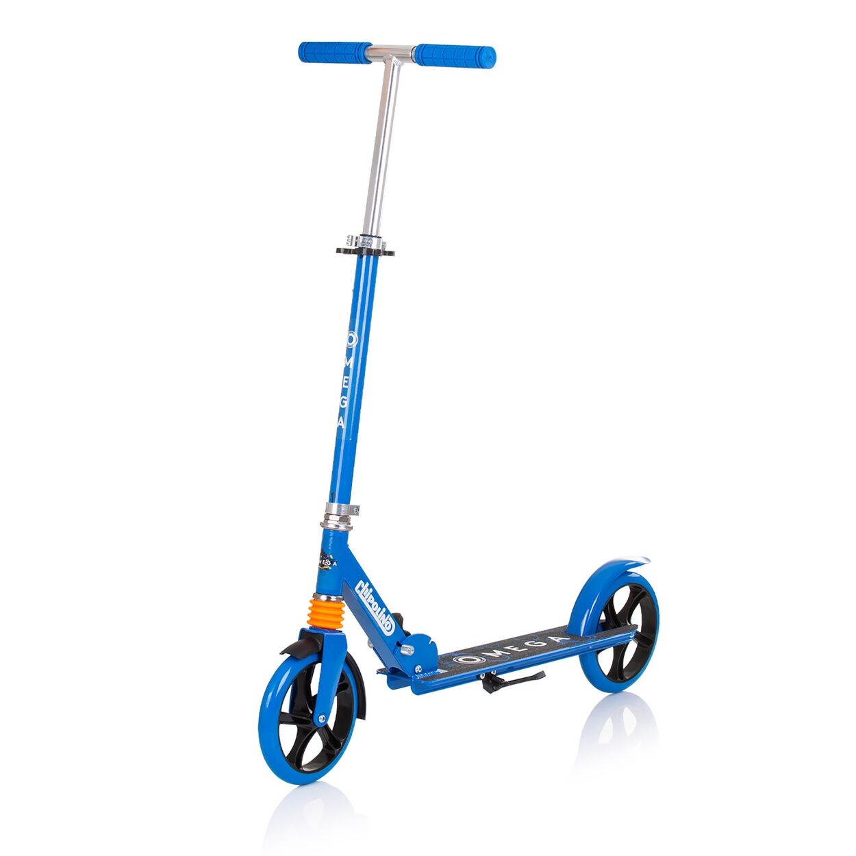 Kinderroller Omega PU Räder ABEC-7 Lager verstellbar faltbar Bremse blau