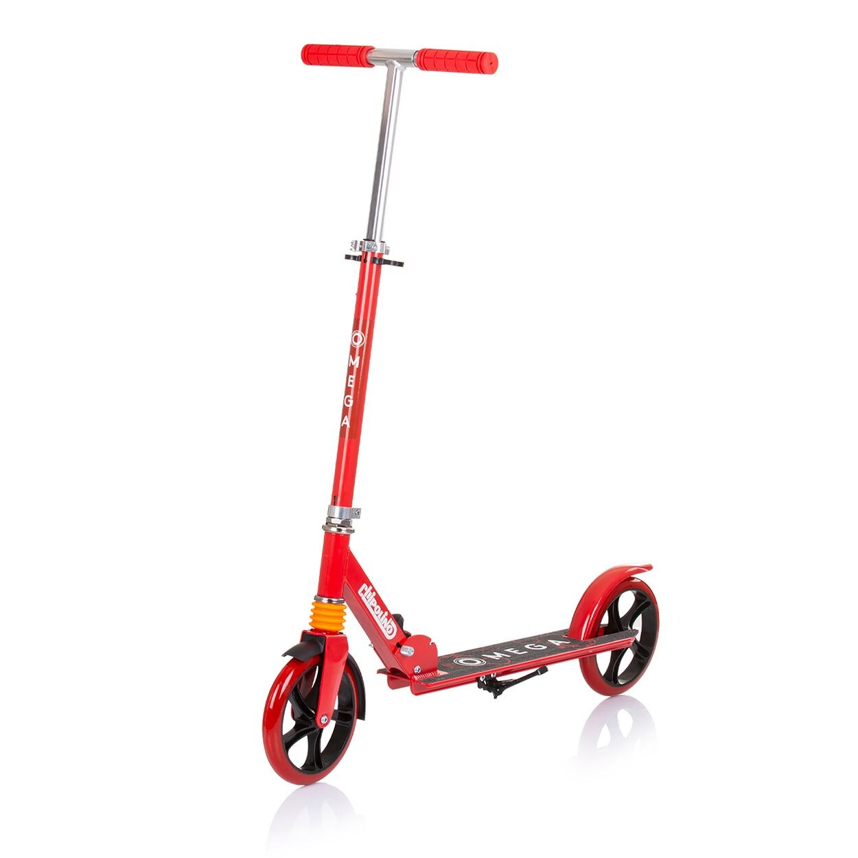 Kinderroller Omega PU Räder ABEC-7 Lager verstellbar faltbar Bremse rot