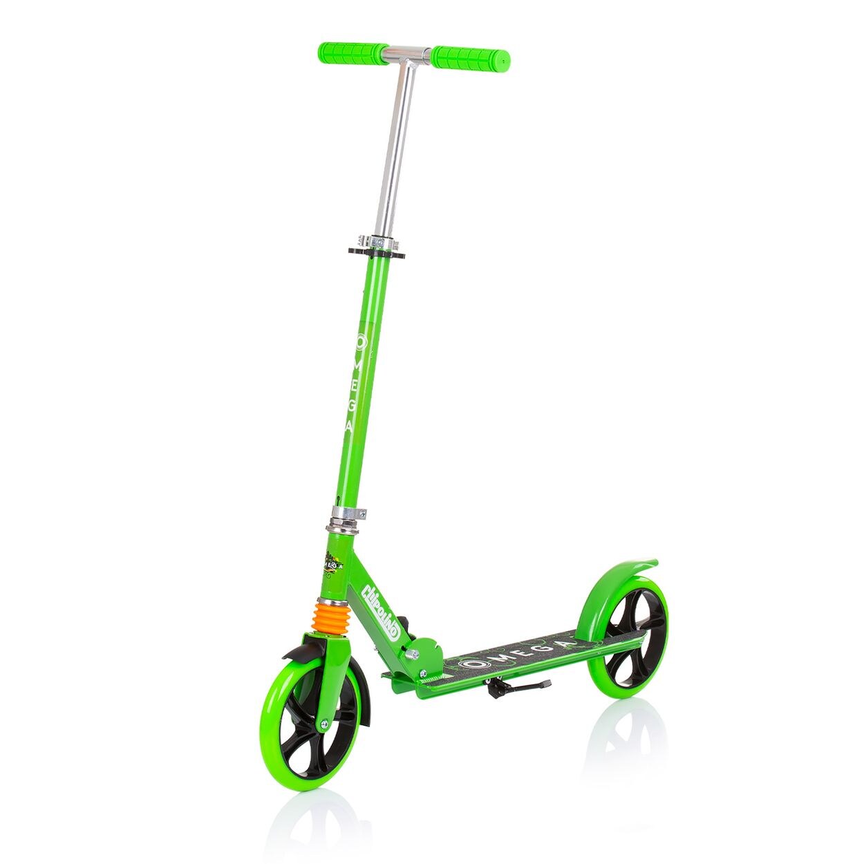 Kinderroller Omega PU Räder ABEC-7 Lager verstellbar faltbar Bremse grün