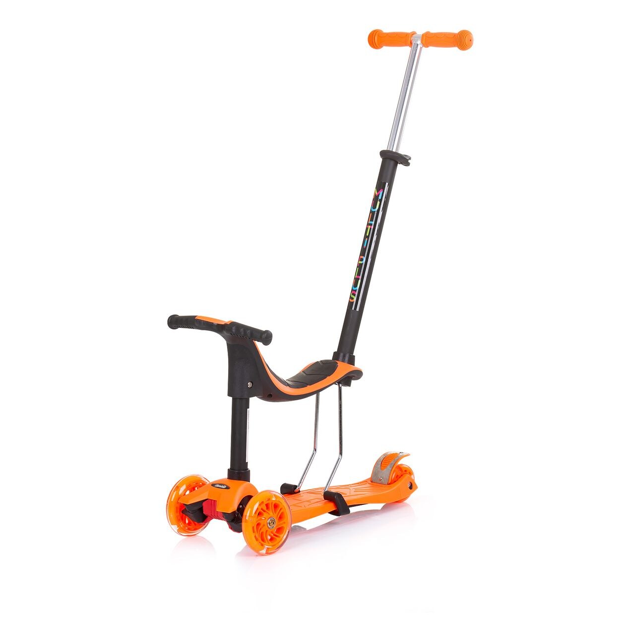 Kinderroller 3 in 1 Multi Plus 3 Räder, Laufrad, Roller, LED-Lichter orange