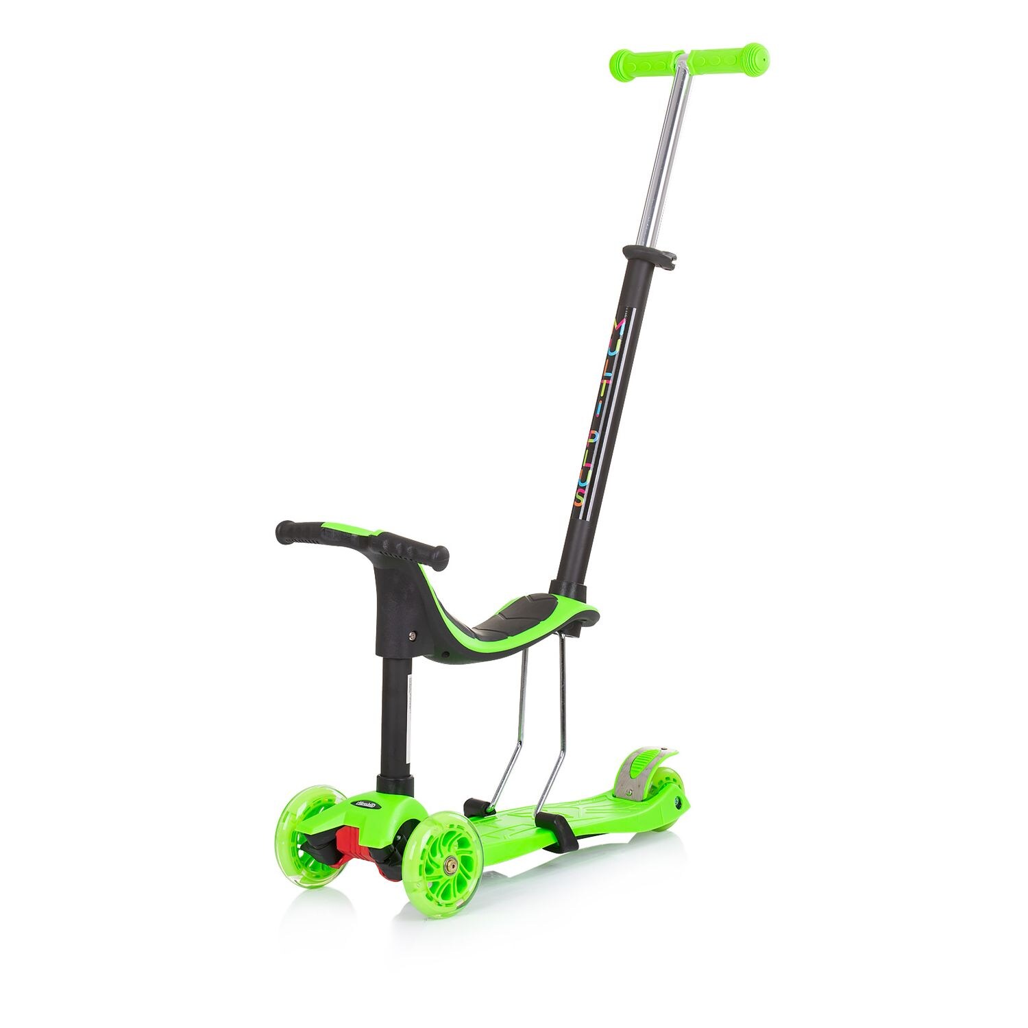 Kinderroller 3 in 1 Multi Plus 3 Räder, Laufrad, Roller, LED-Lichter grün