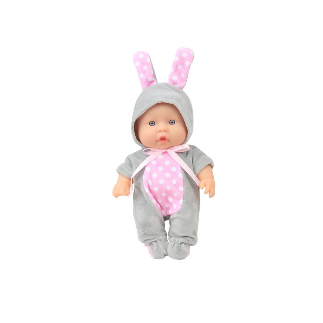 Kinderpuppe 20 cm Hase Spielpuppe, Hasenkostüm bewegliche Arme ab 3 Jahren grau