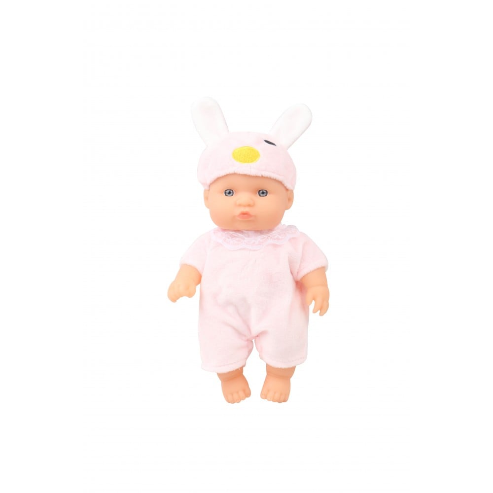 Moni Kinderpuppe 20 cm Maus Babypuppe, M&uuml;tze, Strampelanzug, ab 3 Jahren rosa 