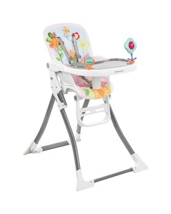 Kikkaboo Kinderhochstuhl Izzy klappbar, Rassel, Fußstütze, Gurt, Doppeltablett rosa 