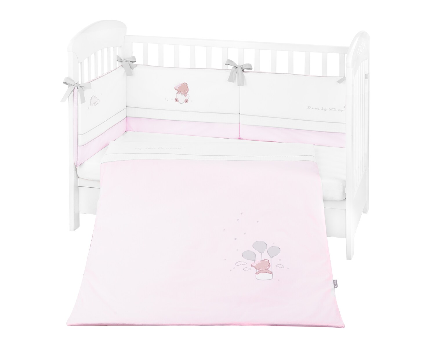Kikkaboo Babybettw&auml;sche Set Dream Big 3-teilig Decke 135 x 95 f&uuml;r Bett 140 x 70 rosa 