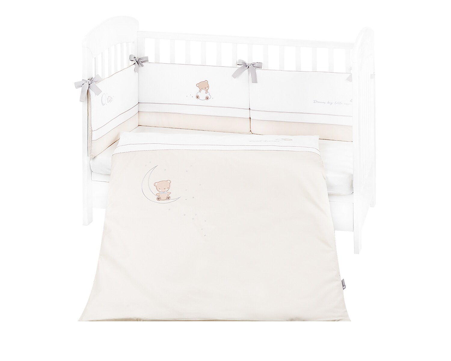 Kikkaboo Babybettw&auml;sche Set Dream Big 3-teilig Decke 135 x 95 f&uuml;r Bett 140 x 70 beige 