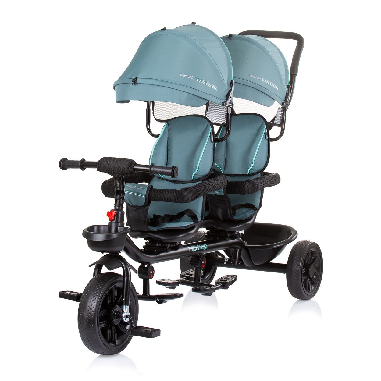 Dreirad Tricycle Hip Hop, zwei Kinder, bis , Sitze 360° drehbar türkis