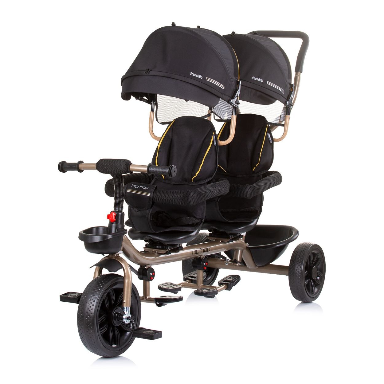 Dreirad Tricycle Hip Hop, zwei Kinder, bis , Sitze 360° drehbar schwarz