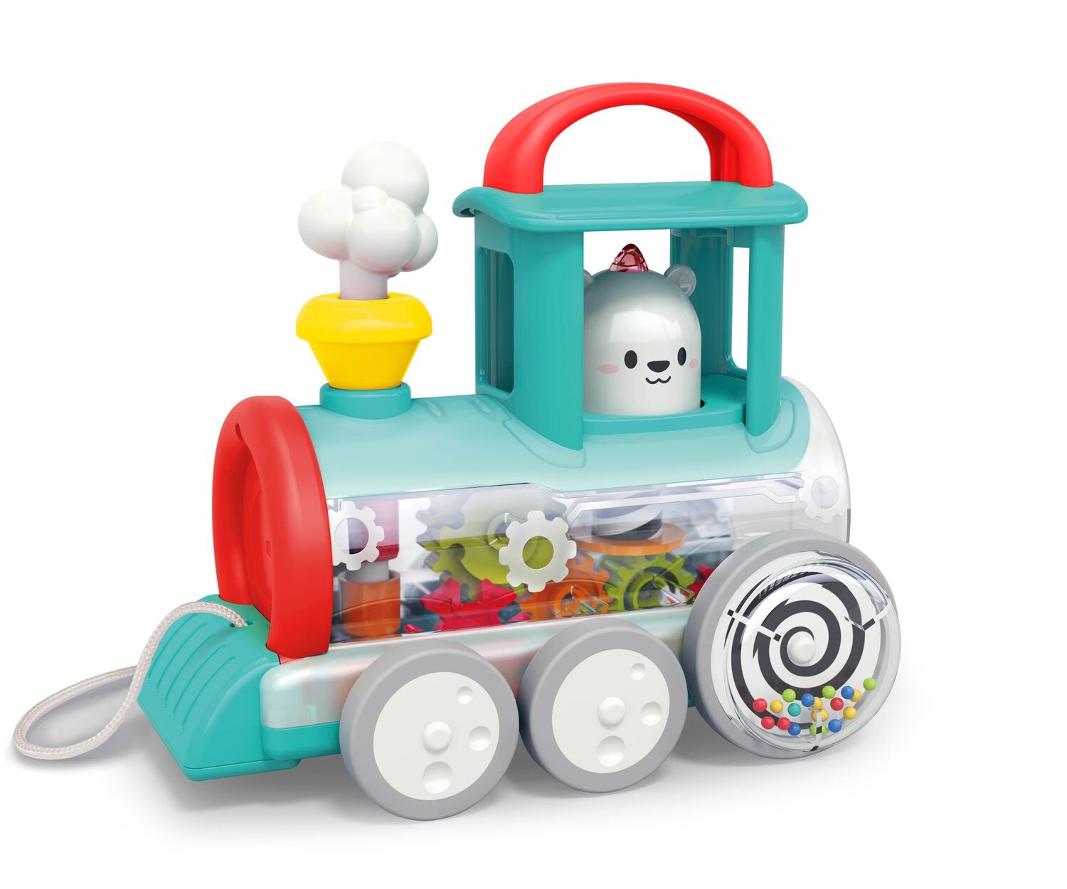 Kinder-Nachziehspielzeug Zug E7995A, Räder, Ziehschnur, Motorikspielzeug bunt