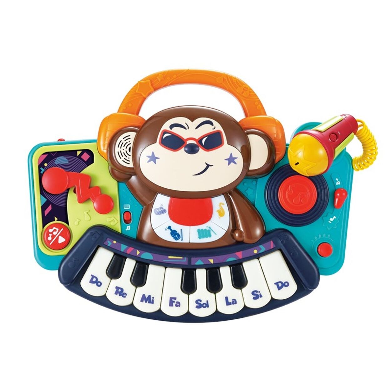 Moni Musikspielzeug Keyboard DJ Monkey 3137 Melodien, Tasten, Licht, Mikrofon bunt