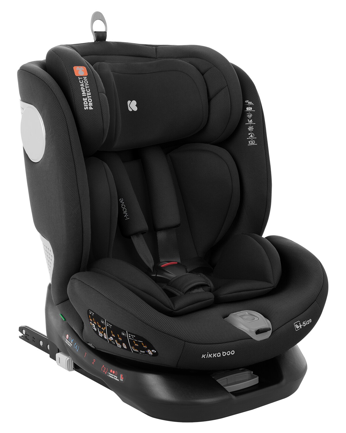 Kikkaboo Kindersitz i-Moove i-Size (40-150cm) Isofix 360-Grad-Drehung Kopfst&uuml;tze schwarz 