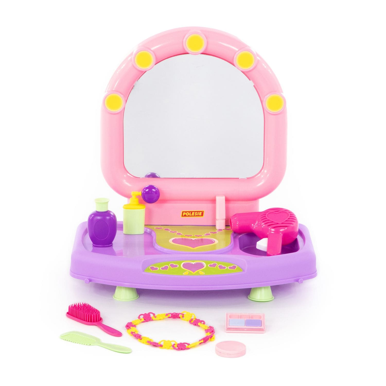 Polesie Spielzeug Beauty-Set 58805 F&ouml;hn, Kamm, Parfum, Schminke, Armkette B&uuml;rste lila 