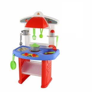 Polesie Kinderküche Jana 58812 Topf Besteck Teller Pfanne Waschbecken Kochplatte rot 