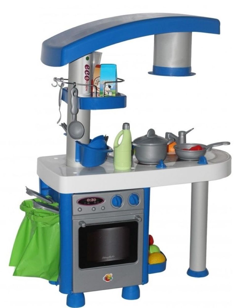 Polesie Kinderk&uuml;che 56290 Eco 92 cm Backofen Herd Sp&uuml;lbecken M&uuml;llsack Zubeh&ouml;r grau 