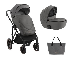 Kikkaboo Kinderwagen Thea 2 in 1 EVA-Räder verstellbarer Schiebegriff Babywanne grau 